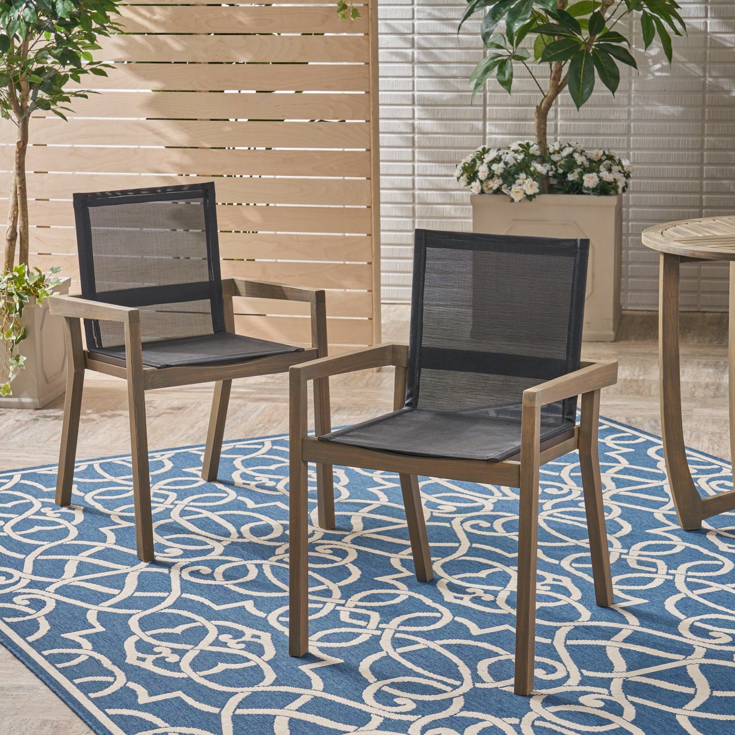 Set of 2 Grey Belfast Dining Chairs - Stylish Outdoor Furniture