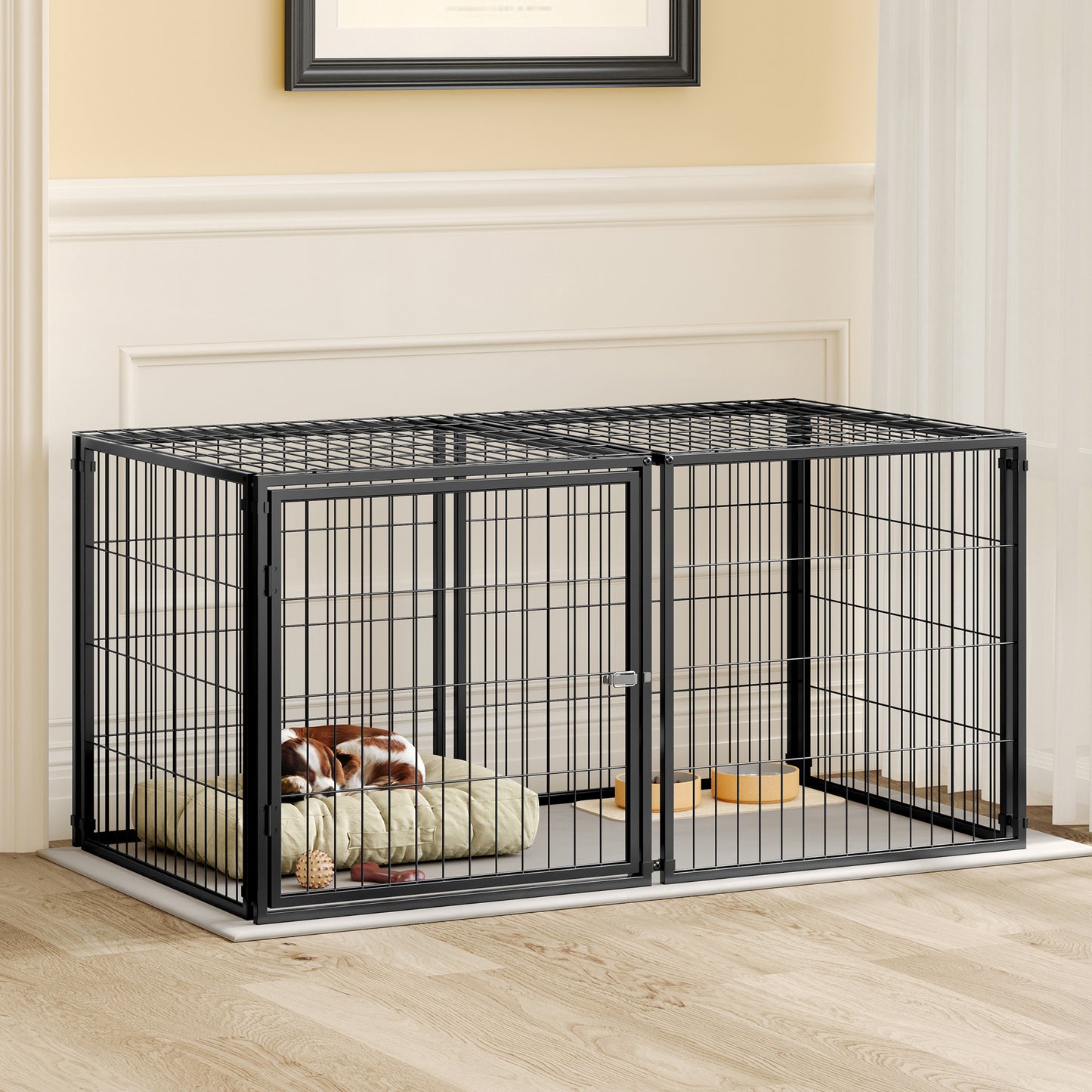 Large Dog Cage 48 Kennel For Medium Dogs Puppy Playpen With Top, Pet