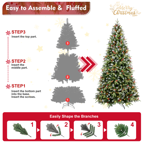 7ft Green LED Christmas Tree with PVC Branch Tips
