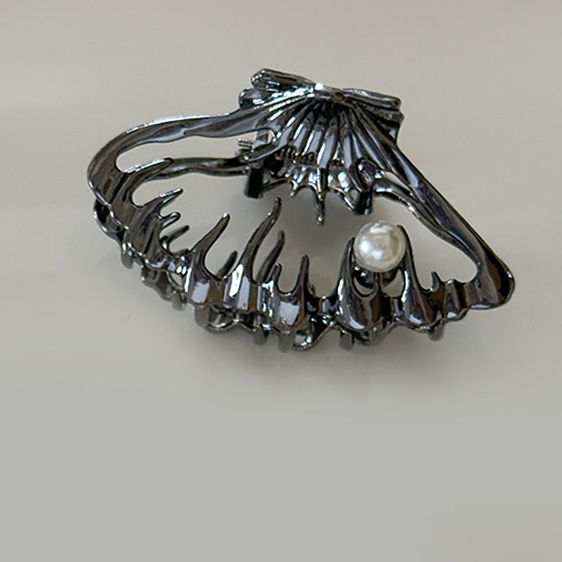 Metallic Hollow Shell Hair Clip - Handmade Metal Barrette