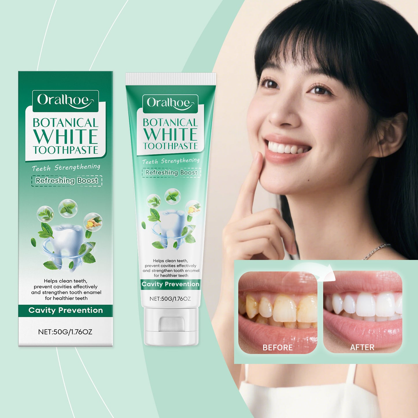 Plant Whitening Toothpaste 50g - Brighten Teeth & Freshen Breath