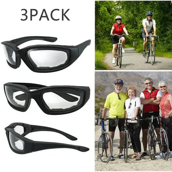 Motorcycle Riding Glasses with UV Protection - 3 Pairs