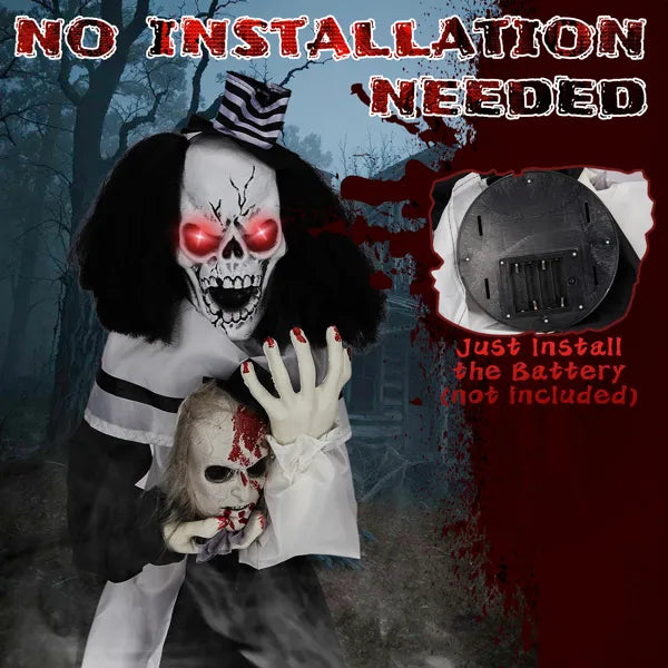 1.8ft Sound-Activated Scary Clown Halloween Decoration