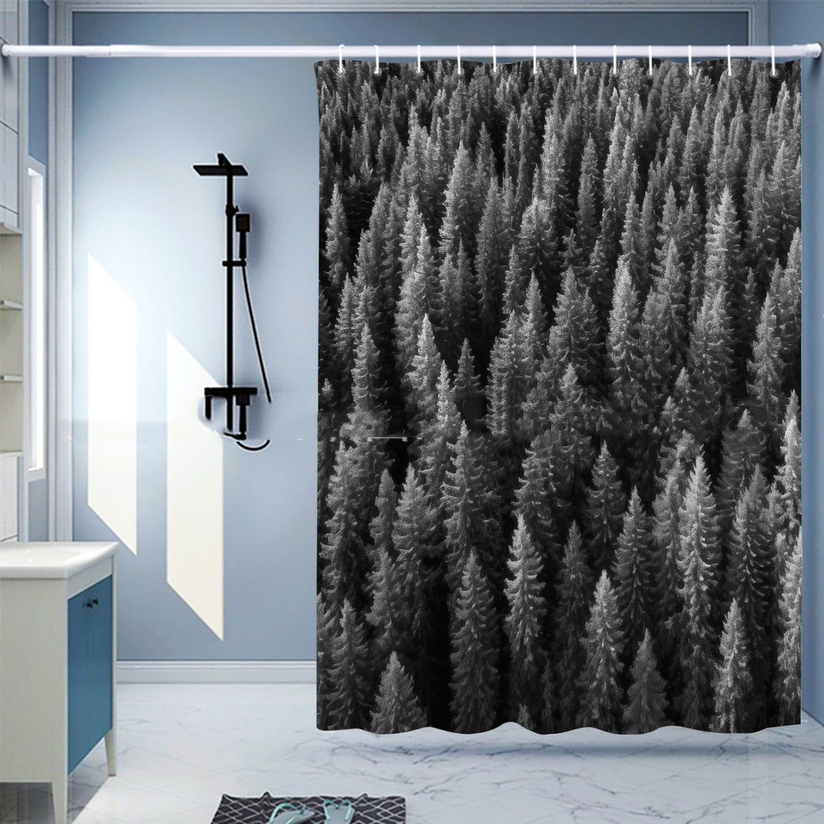 Waterproof Digital Printing Shower Curtain - Punch-Free European Style 183x214cm