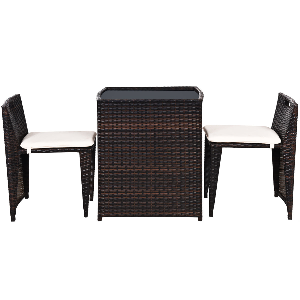 Cushioned Wicker Patio Bistro Set - No Assembly Needed
