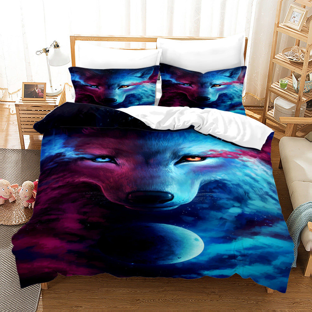 Digital Printed Wolf Bedding Set - 3-Piece Bed Linen for Home Decor
