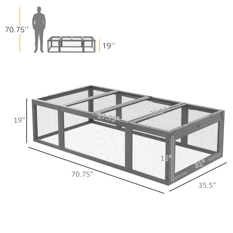 Large Wooden Pet Hutch for Small Animals Outdoor Enclosure with Lockable Doors - Gray