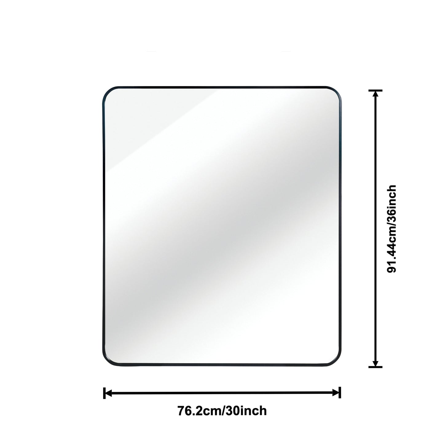 30x36 Black Rectangular Bathroom Wall Mirror - Classic Style
