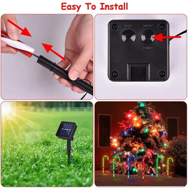 Solar Candy Cane Light - IP55 Waterproof, 8 Lighting Modes