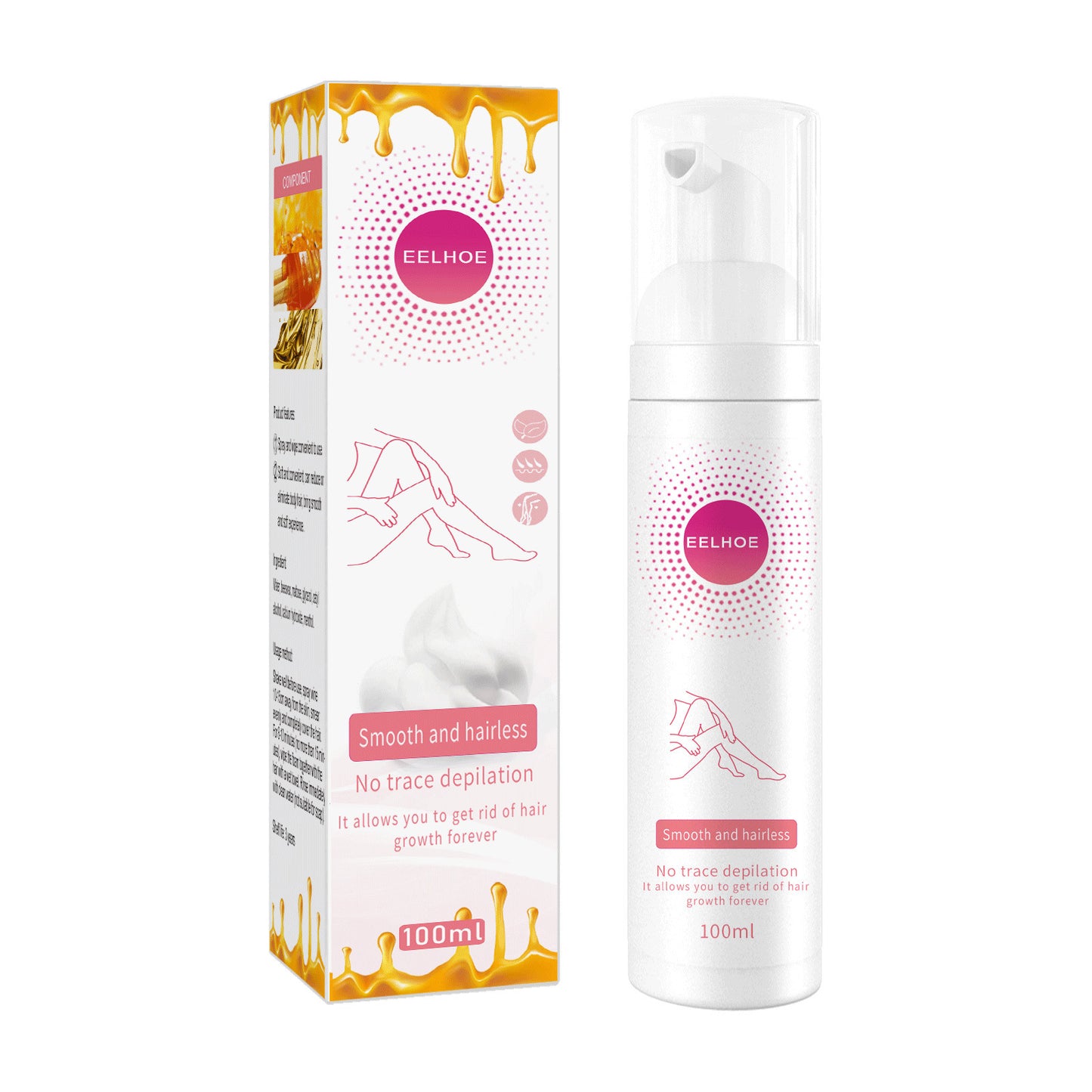 Gentle Hair Removal Spray Mousse for Face, Legs, Arms & Body