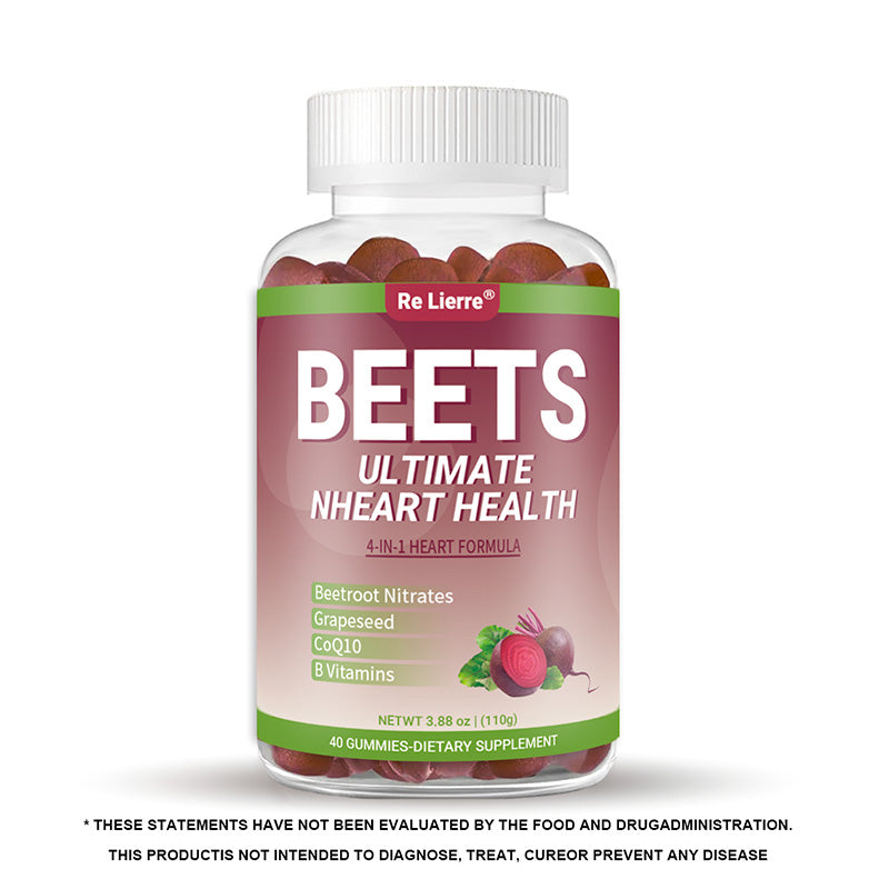 Beet Root Heart Health Gummies - 4-in-1 Formula with CoQ10 - 40 Count