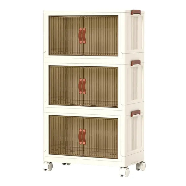 3Pcs Foldable Storage Bins With Lid Front Magnetic Door Collapsible