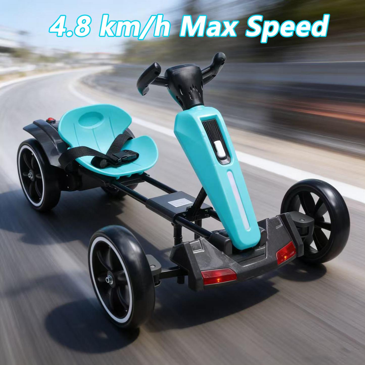 12V Electric Kids Pedal Go Kart with Adjustable Seat - Light Blue