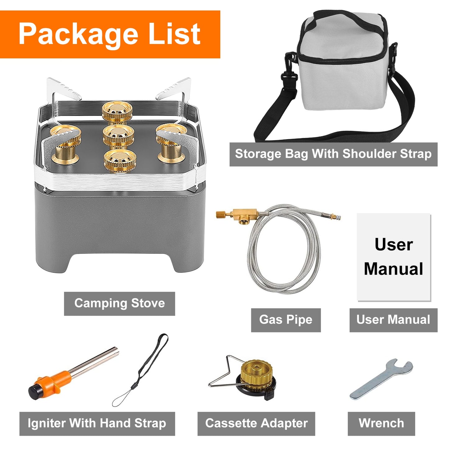 12000W Portable Camping Stove with Carrying Case - Grey