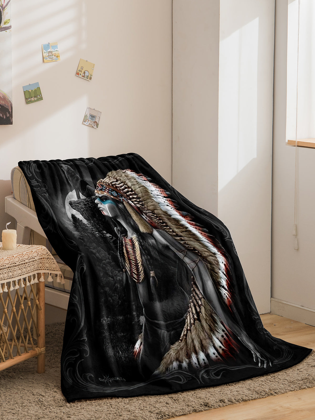 Indian Style Flannel Blanket - Digital Print Bohemian Bedding