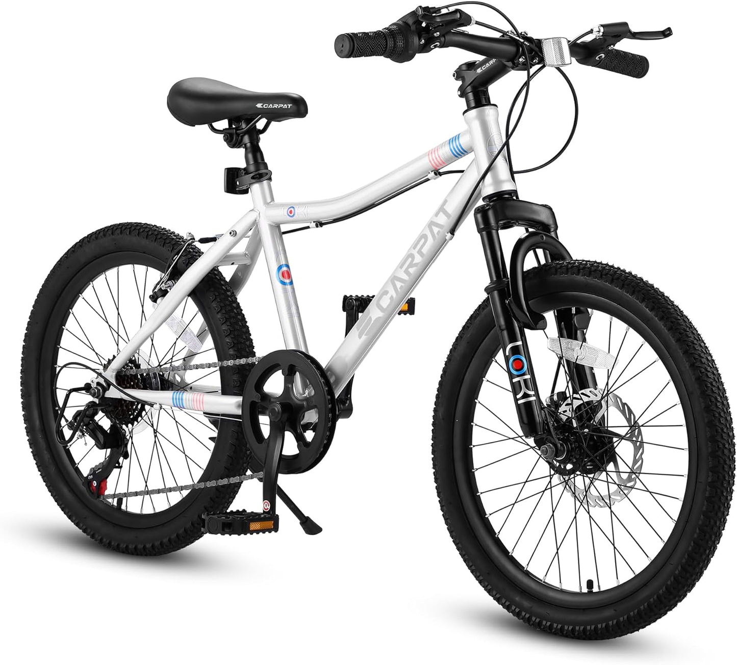 20-Inch Kids' Mountain Bike - 7 Speed, Front Suspension, White
