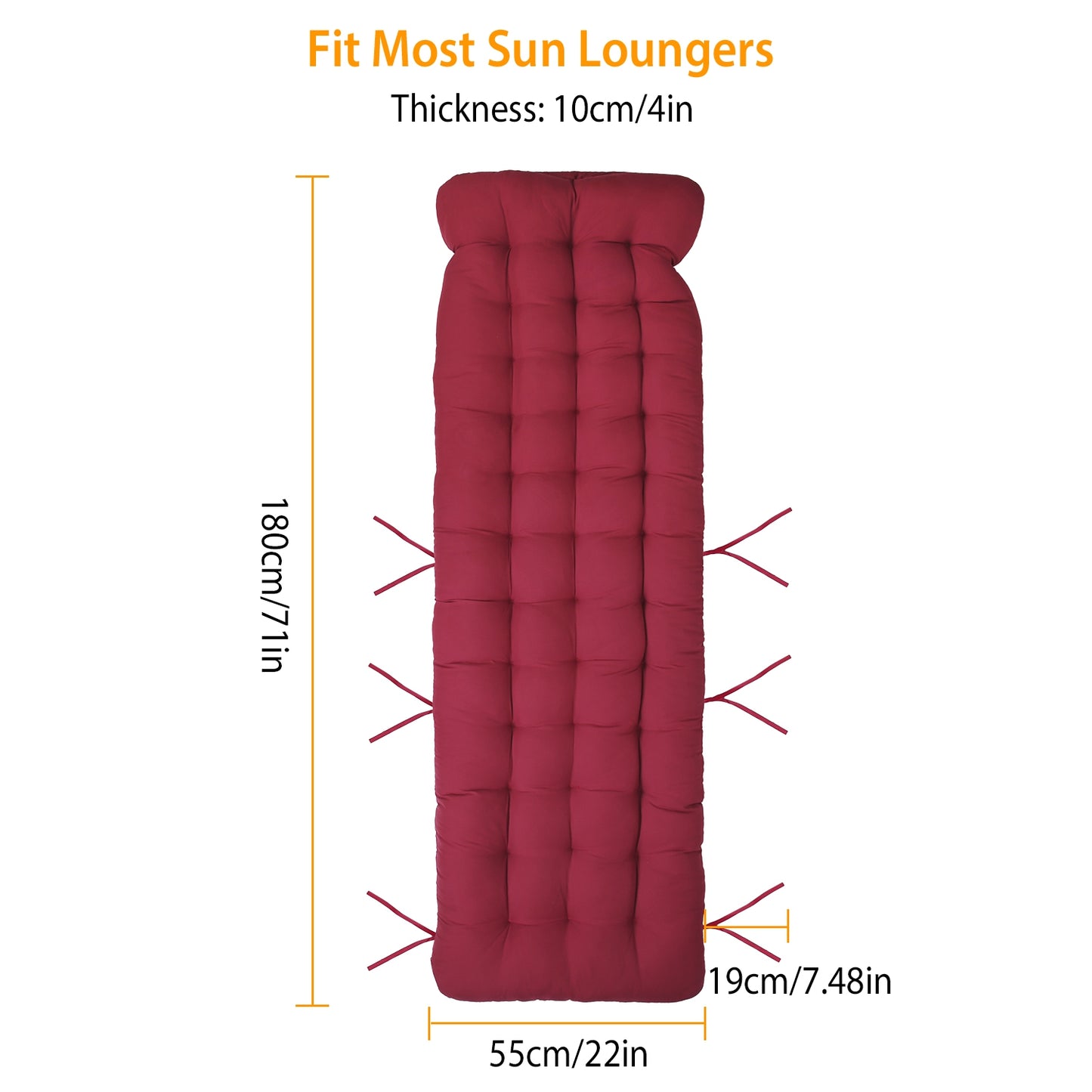 Comfortable Lounger Cushion for Deck Chairs - 67x22in & 71x22in Options