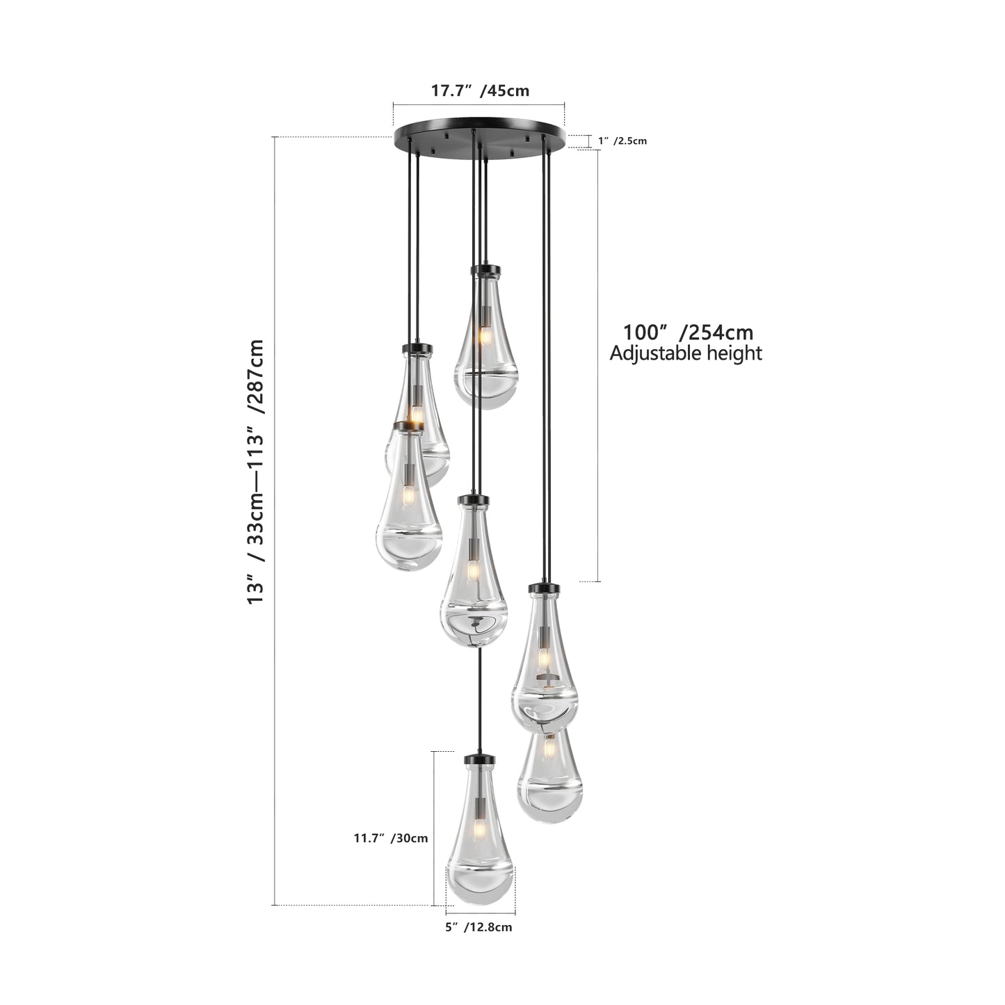Modern Raindrop Pendant Light Chandelier - Adjustable Height