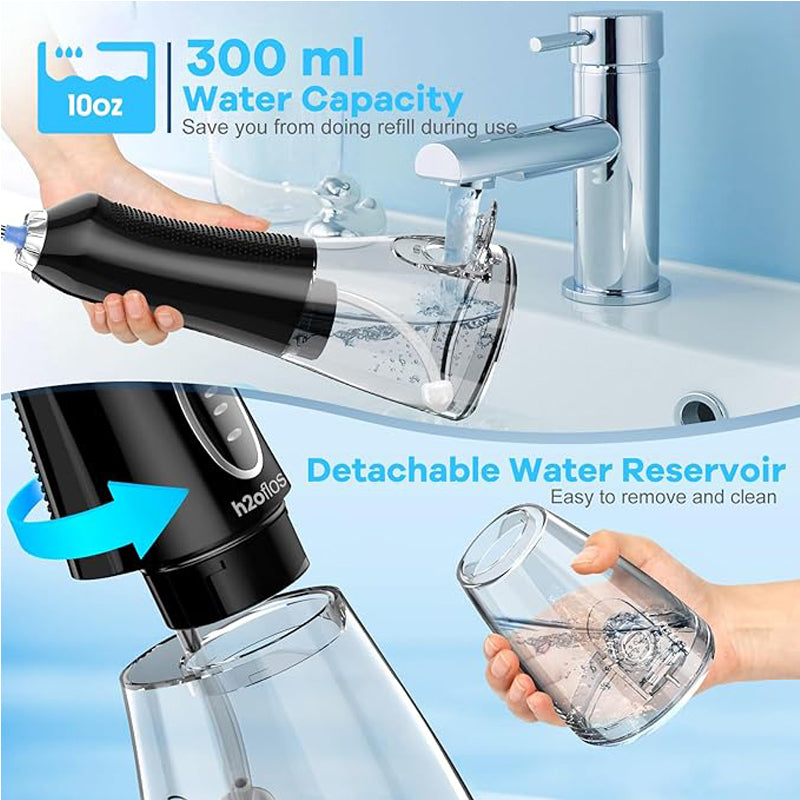 Portable Water Dental Flosser - 5-Mode Cordless Oral Irrigator - Black