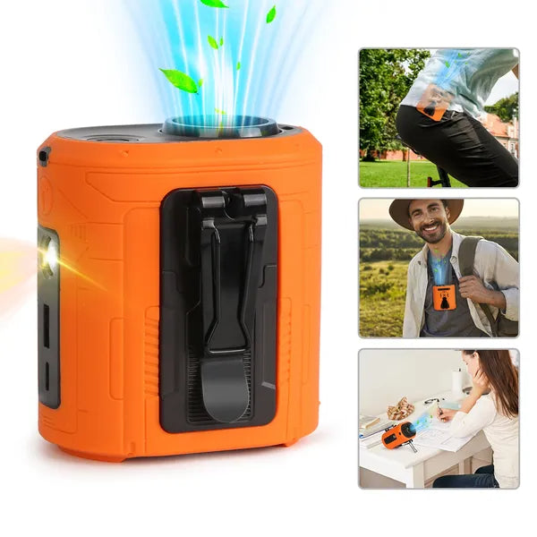 5-in-1 Portable Waist Clip Fan with Flashlight - Hands-Free Cooling