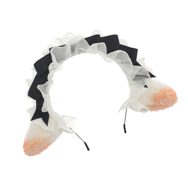 Lolita Sheep Ear Headband - Maid Style Costume Accessory for Party & Dress Up