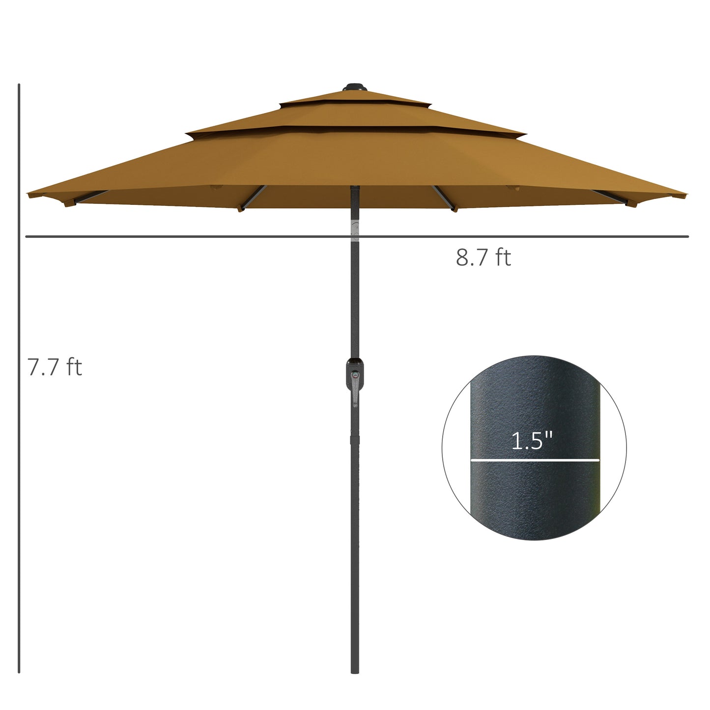 9FT Tan Outdoor Patio Umbrella with Crank & Push Button Tilt
