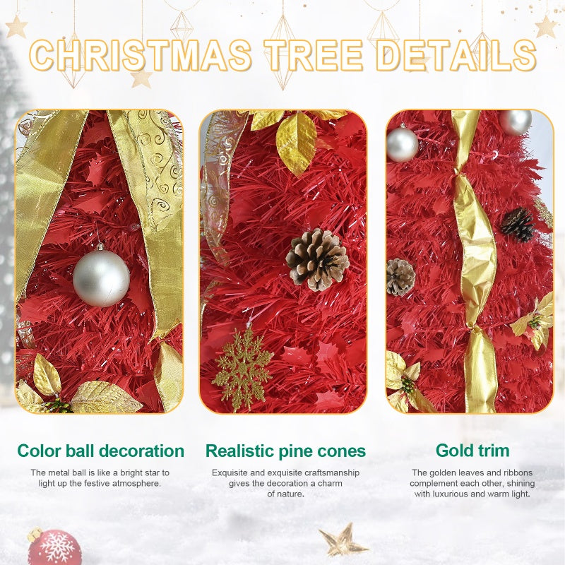 6ft Pop Up Christmas Tree with 150 Lights & Decorations
