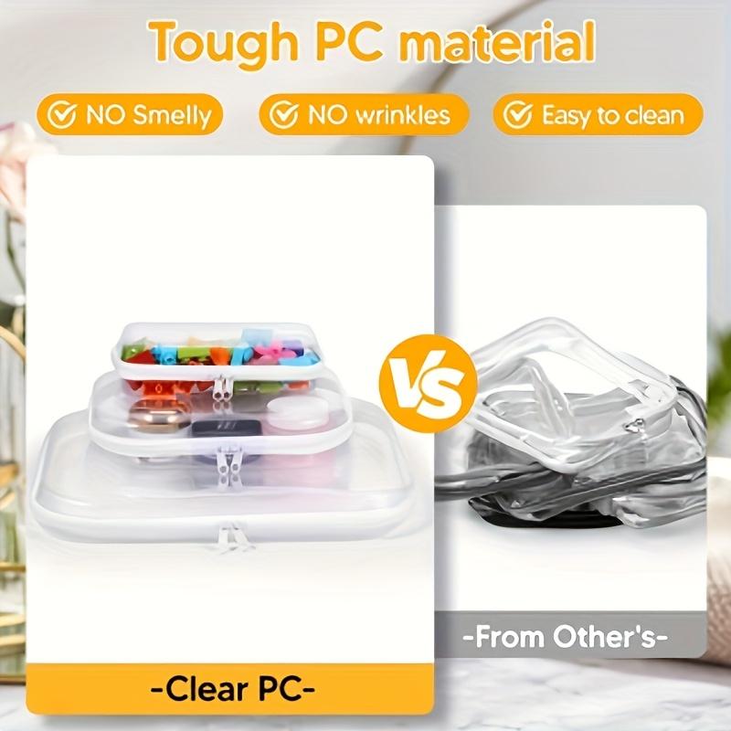 Set Of 6 Clear, Rigid Storage Bags With Double Zippers Includes 3