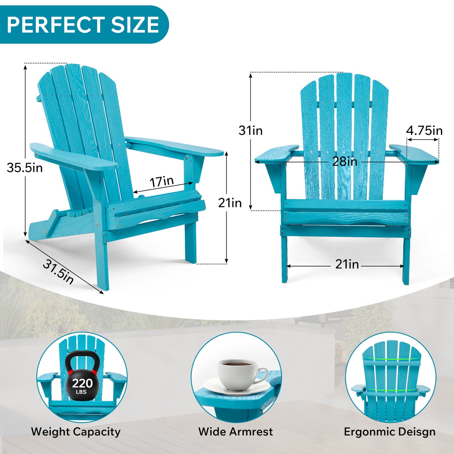 Wood Lounge Patio Chair For Garden Outdoor Wooden Folding Embossed