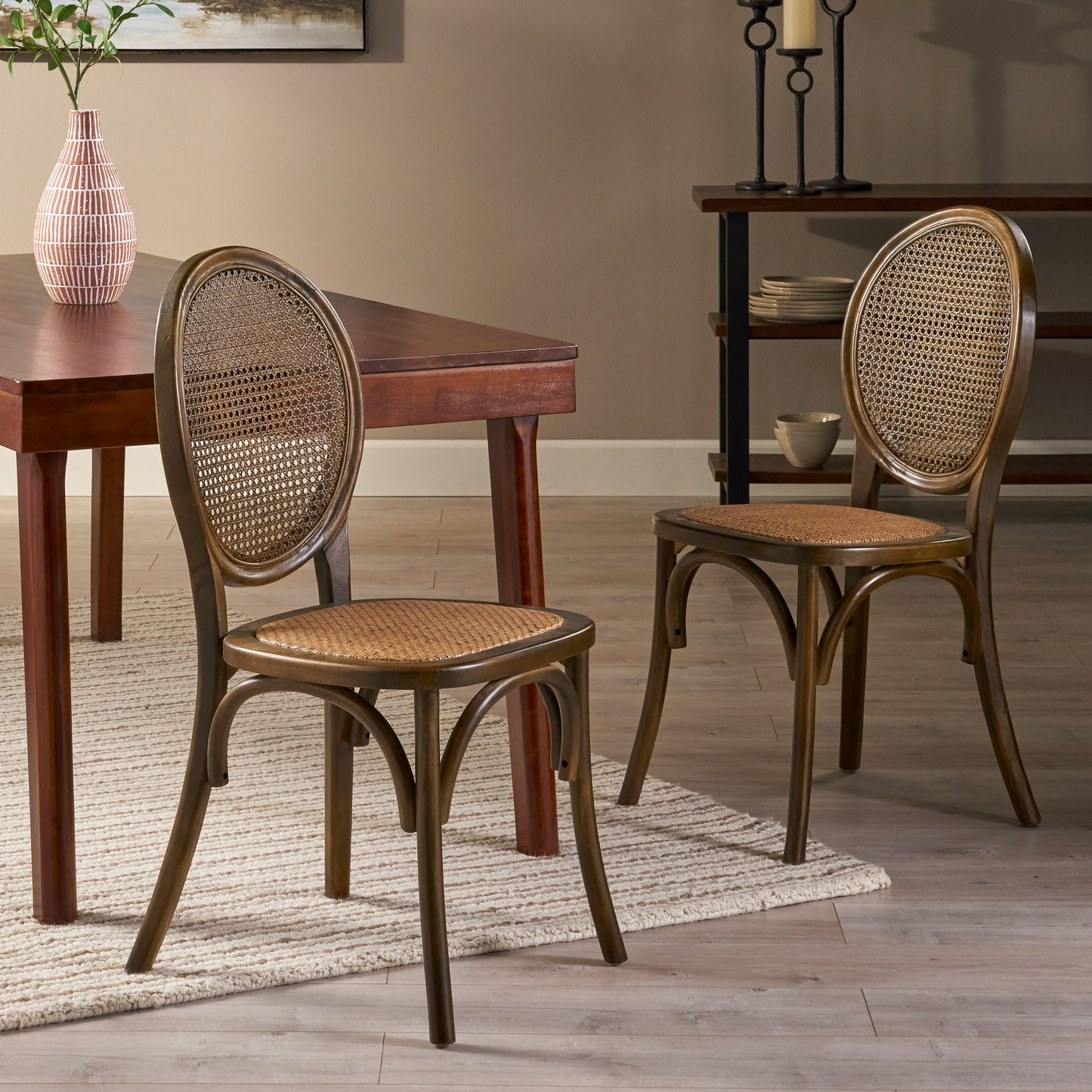 Modern Brown Rattan Dining Chair - Stylish Kitchen Seating