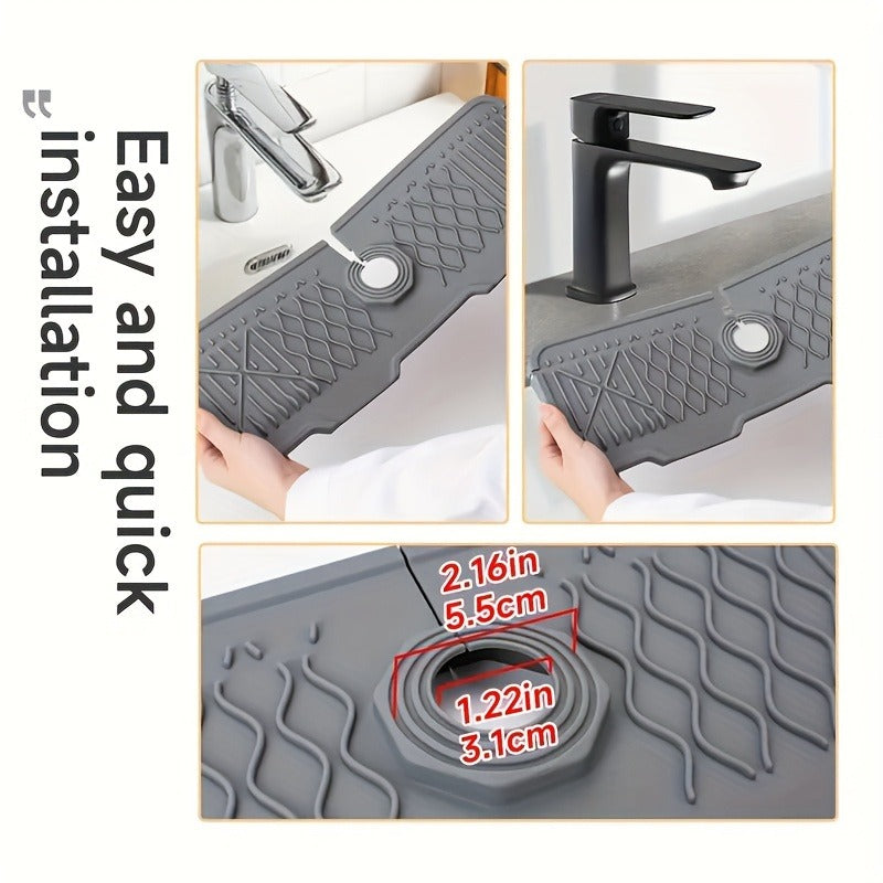 Non-Slip Silicone Self-Draining Kitchen Drain Board - Gray