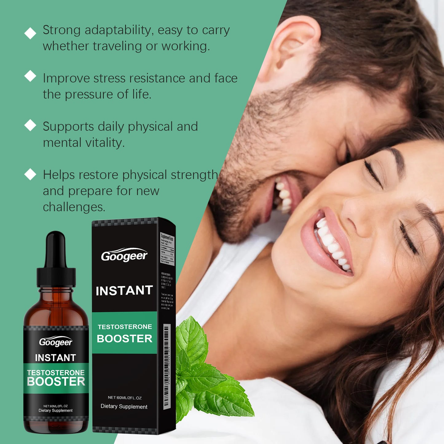 Natural Testosterone Support Drops with Shilajit & Ginseng - 60ml
