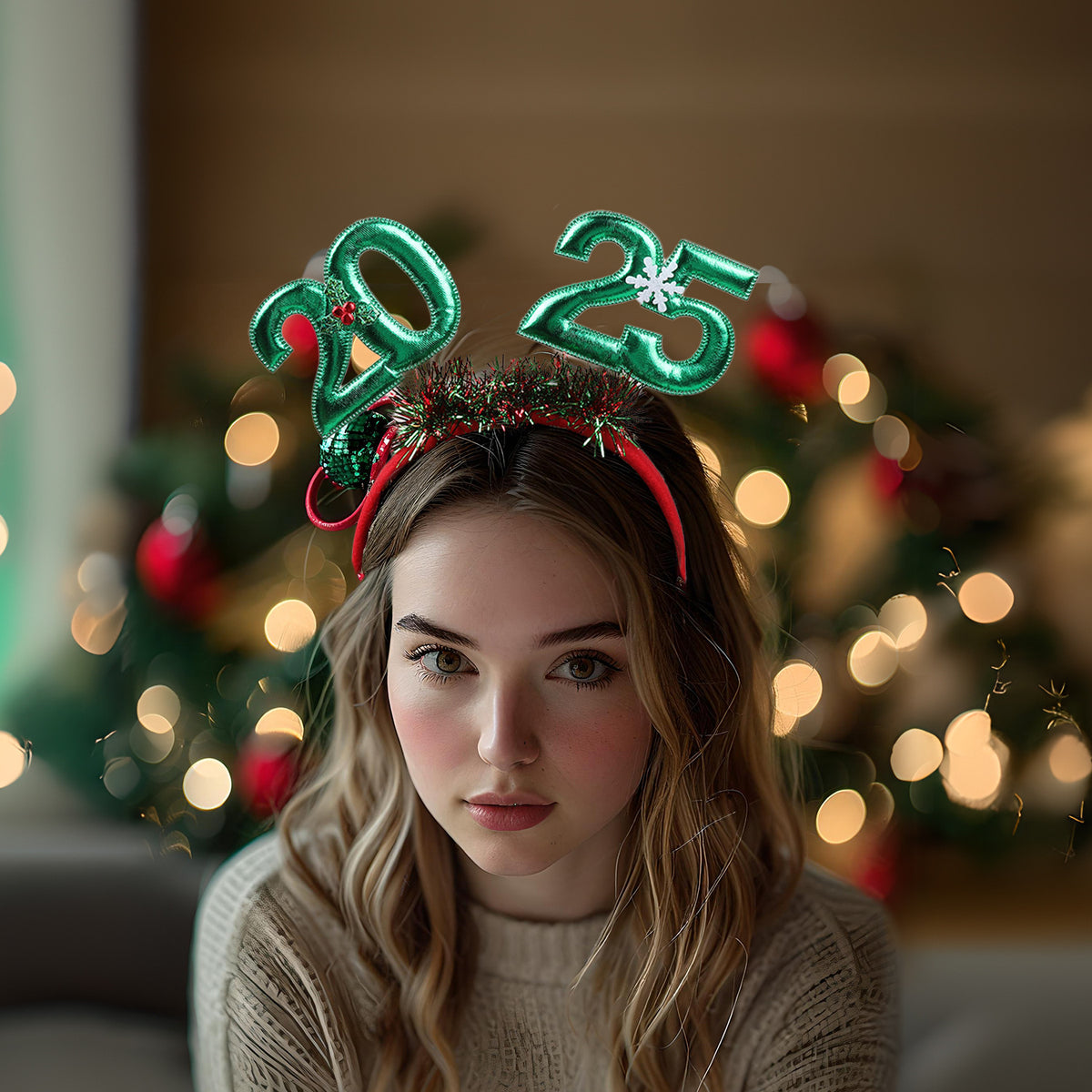 Christmas Headband for Women Holiday Party Accessory - Elegant Festive Hairband