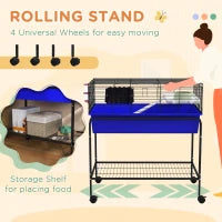 Small Animal Cage with Removable Stand and Wheels, Blue