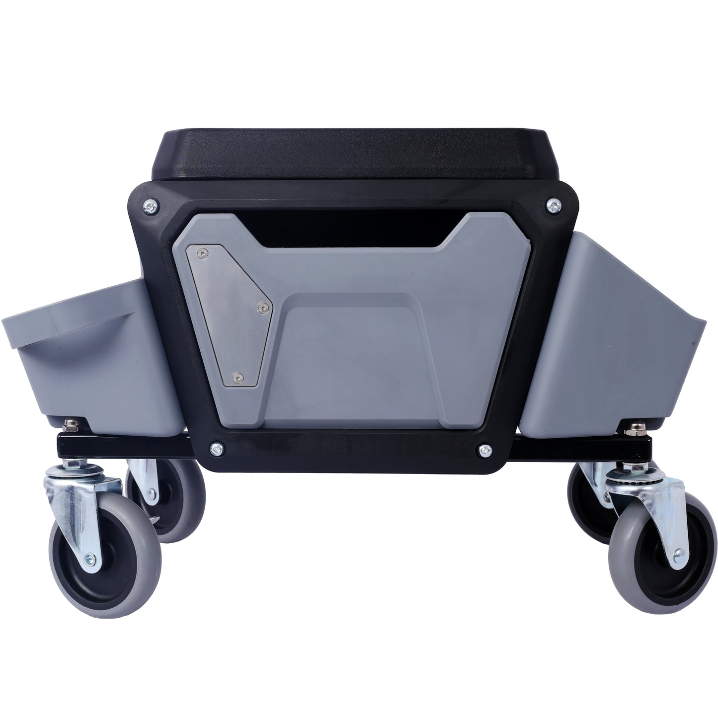 Heavy Duty Garage Stool with Wheels & Storage - Supports 330 lbs - Grey
