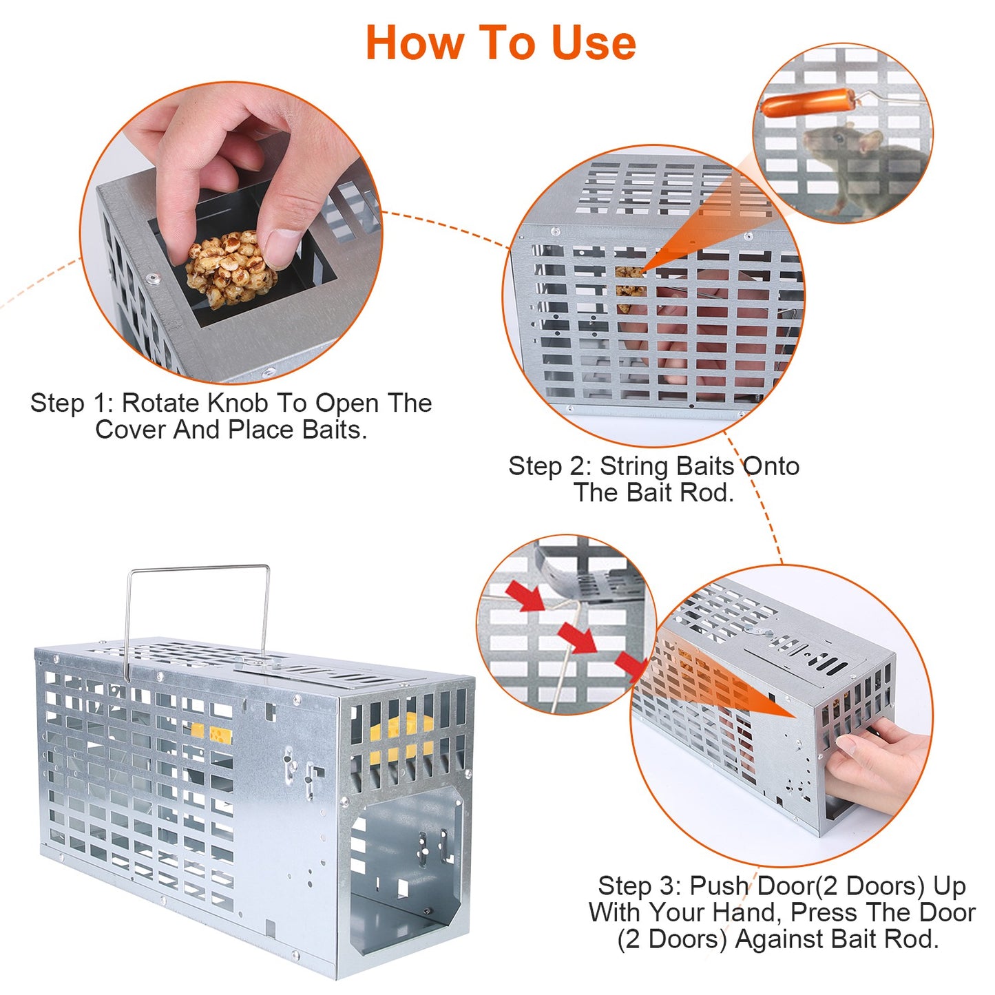 Humane Live Mouse Trap Cage - Reusable Metal Rodent Catcher