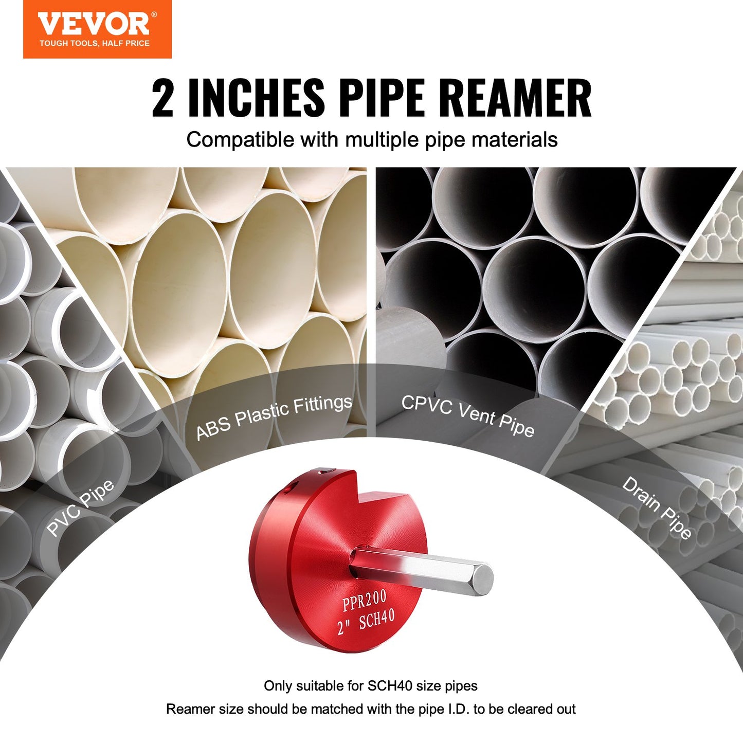 PVC Pipe Reamer Tool - Aluminum Alloy for SCH 40 - Red
