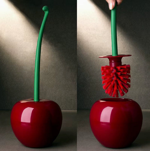 Cherry Toilet Brush with Orange Handle - 13x13x38cm Bathroom Cleaning Tool