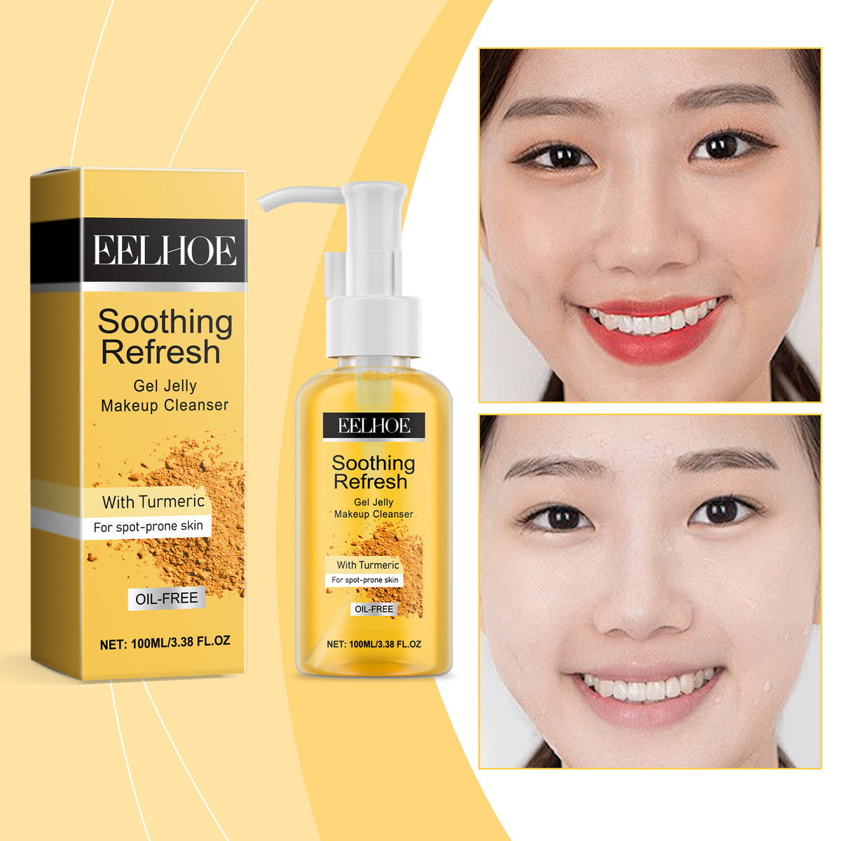 Turmeric Makeup Remover Gel - Gentle Facial Cleansing with Glycerin & Natural Extracts 100ml