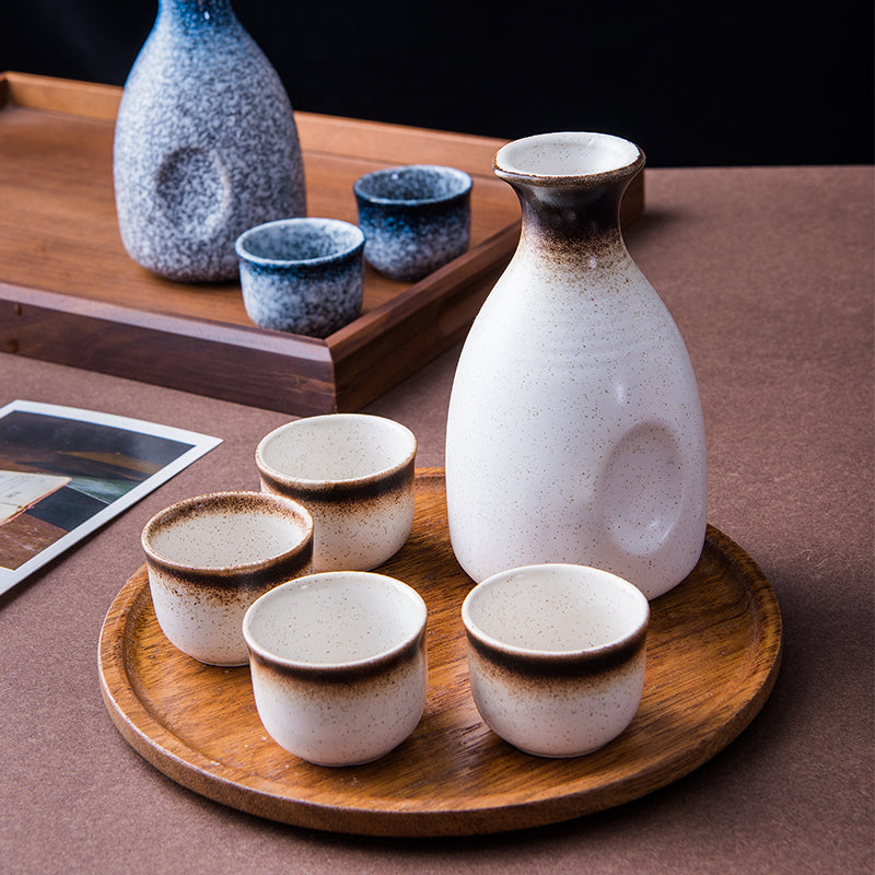 Japanese Style Ceramic Wine Glass and Sake Jug Set - Creative Home Barware