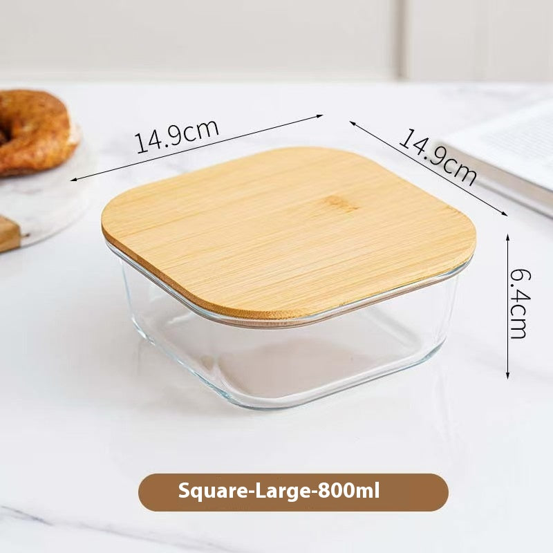 Glass Lunch Box Set with Microwave Heating - Multiple Sizes