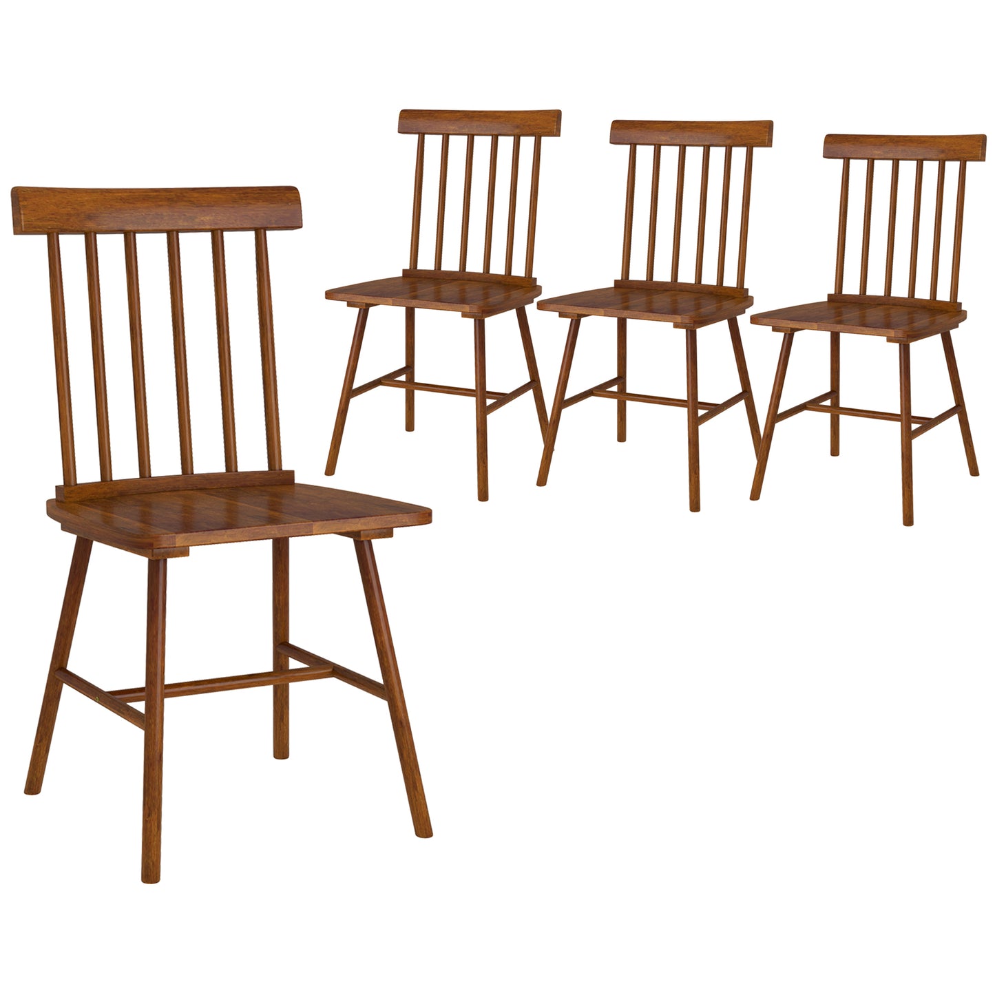 Farmhouse Dining Chairs Set of 4 - Light Brown Rubber Wood