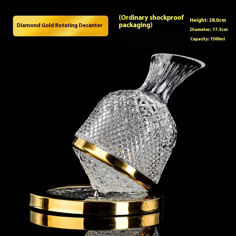 High-Grade 1800ml Rotating Wine Decanter with Sealed Crystal and Gold Options