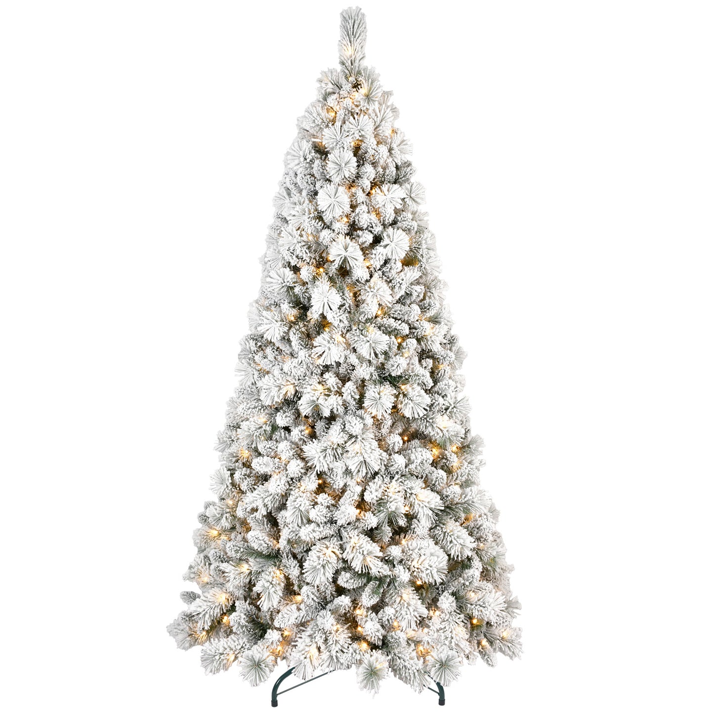 Flocked PVC Christmas Tree with Warm White LED Lights - Multiple Heights
