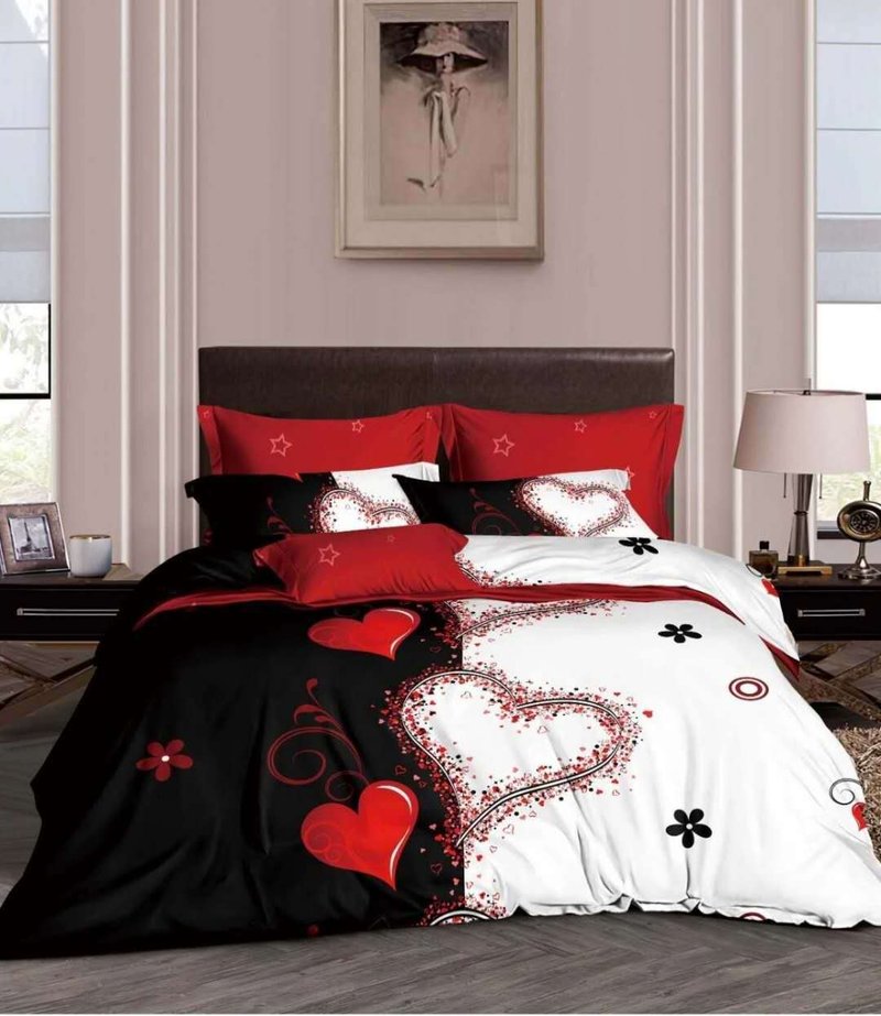 Flower Print Bed Bedding Set Four-Piece Duvet Cover & Pillowcases