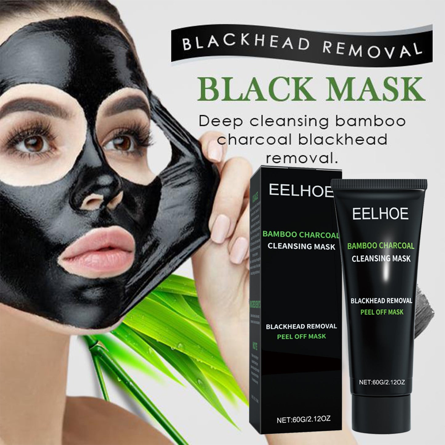 Bamboo Charcoal Blackhead Removal Peel-Off Mask - Deep Pore Cleansing