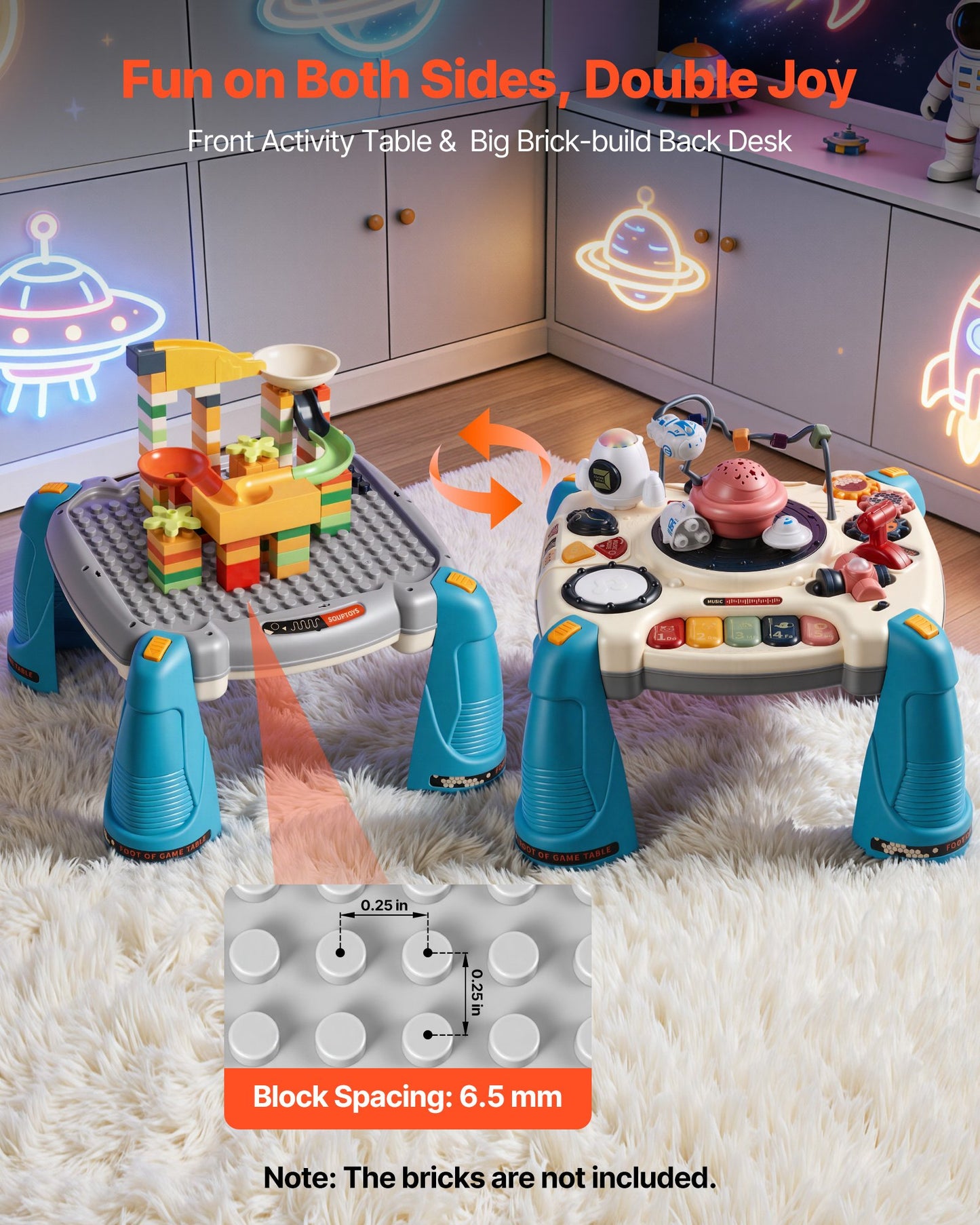 Space-Themed Toddler Musical Learning Table - Sensory Activity Desk for 6+ Months