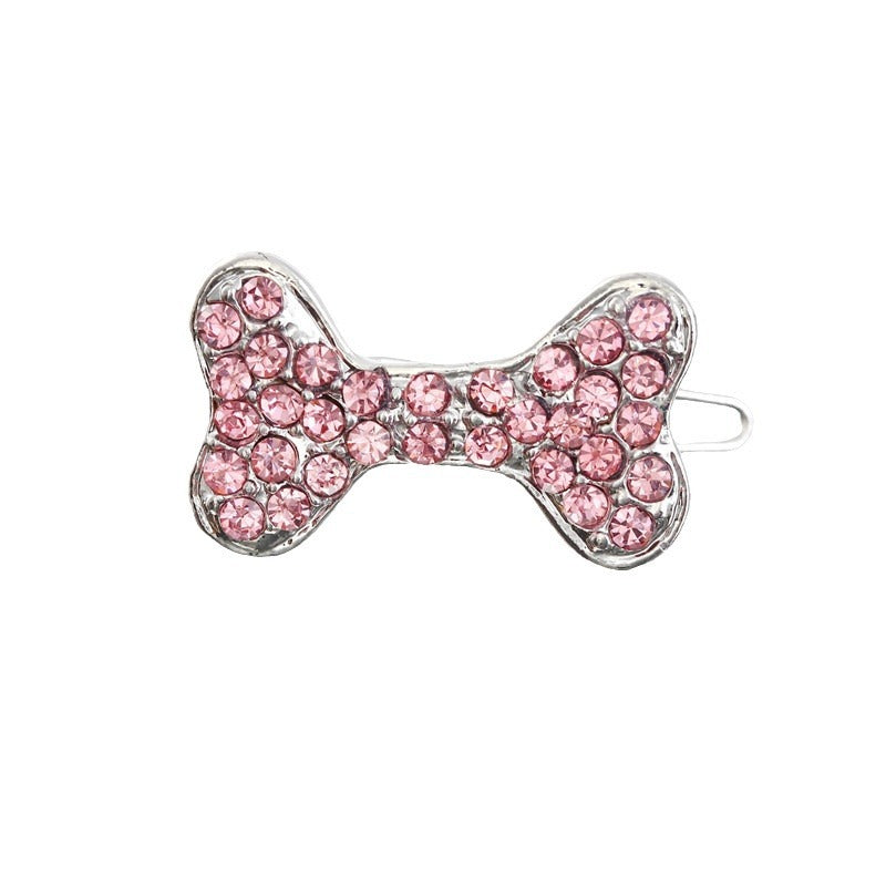Versatile Rhinestone Dog Bone Hair Clip - Colorful Hair Accessory for Pets & Hair Styling