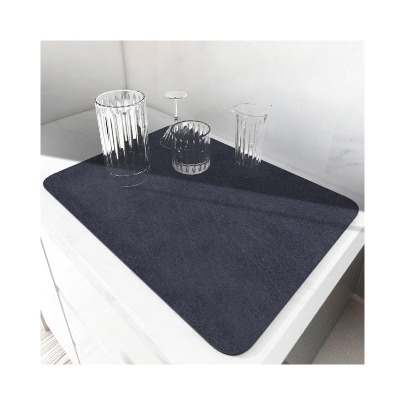 Absorbent Dish Drying Mat Water Drainage Pad for Kitchen Counter Non-Slip