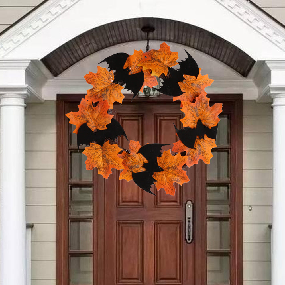 Halloween Bat Garland Pendant Door & Window Decoration - Orange, 25cm